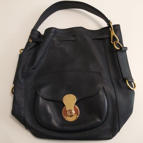 Ralph Lauren Ricky Drawstring Leather Bag - Picture 1 of 4
